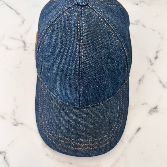 Miu Miu Blue Denim Cap with Brown Logo - Picture 4 of 7
